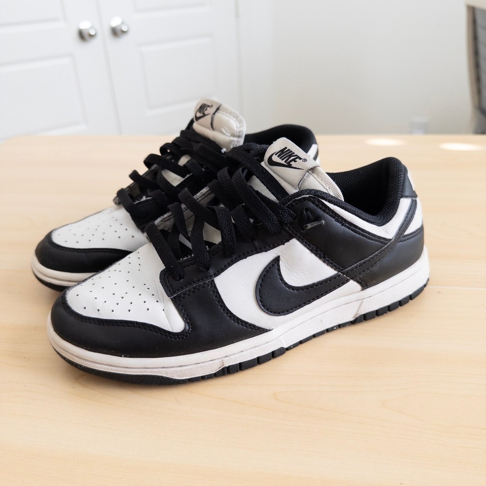 Nike Kids Dunk Low Panda 7Y Black White DD1873-102 Sneaker Missing Insoles